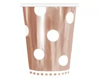 EKO papírové kelímky rosegold puntíky 6 ks