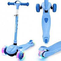 Spokey HOPI Skládací dětská tříkolka se svítícími kolečky, modrá