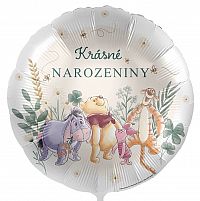 Fóliový balónek Krásné narozeniny Medvídek Pú a přátelé CZ - 43 cm