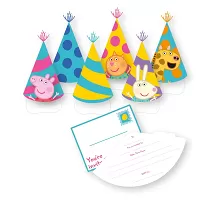 Pozvánky a party čepičky Prasátko Peppa Party 6ks