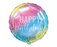Foliový balonek barevný Happy Birthday holografický 48 cm