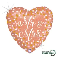 Fóliový balónek Srdce - Rosegold Mr & Mrs 46cm