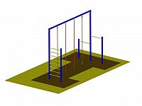 Šplhací konstrukce WK20 a, varianta 1 exteriér - 2 hrazdy, 2 lana, 2 tyče, 1 žebřík