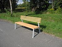 Lavička KOPŘ s opěradlem, dubové latě, délka 1800 mm, šířka 440 mm