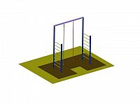 Šplhací konstrukce WK20 d, varianta 4 exteriér - 1 lano, 1 tyč, 2x žebřík
