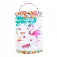 Závěsný lampion válec Plameňák - 28 cm