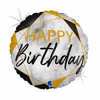 Foliový balonek kulatý Happy Birthday mramor 46 cm