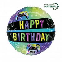 Foliový balonek Happy Birthday videohry 46 cm