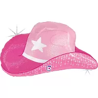 Fóliový balónek Kovbojský klobouk růžový 66cm