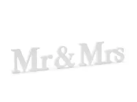 Dekorace dřevěná Mr Mrs - bílá 50 x 10 cm - 3 ks
