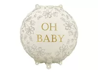 Fóliový balonek krémový Oh baby s květinami 45cm