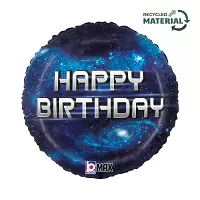 Foliový balonek kulatý Happy Birthday vesmír 46 cm