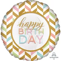 Fóliový balónek zlaté zigzag Happy Birthday 71cm