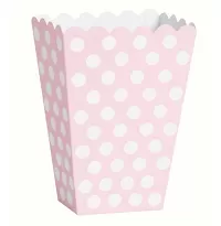 Krabice na popcorn světle růžová s bílými puntíky 8ks