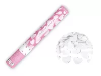 Vystřelovací konfety - bílá srdce - 40 cm