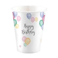 Papírové kelímky Pastel Balloons Happy Birthday 8 ks