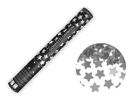Vystřelovací konfety stříbrné hvězdy - 40 cm