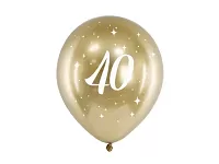 Latexové balonky metalické zlaté 40. narozeniny - 6 ks