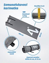 Karimatka samonafukovací 195 x 60x5cm černá L46