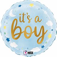 Fóliový balonek kruh It's a boy - mráčky