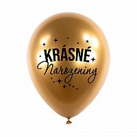 Latexové balonky zlaté - Krásné narozeniny 5 ks