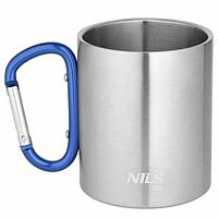 Kempingový hrnek NILS Camp NC17110 s karabinou 300ml modrý