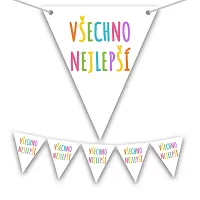 Vlaječková girlanda Všechno nejlepší - Duhová 225 x 17cm