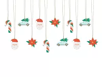 Papírové ozdoby na dárky - santa mix 12 ks
