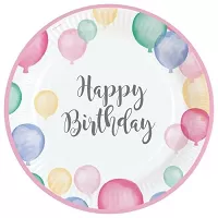 Papírové talíře Pastel Balloons Happy Birthday 23 cm - 8 ks