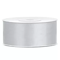 Saténová stuha stříbrná 25 mm x 25 m