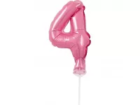 ČÍSLICE NA DORT nafukovací - 4 růžová, 13cm