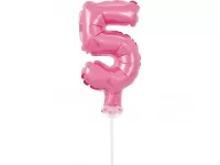 ČÍSLICE NA DORT nafukovací - 5 růžová, 13cm