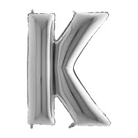 Foliové písmeno K stříbrné 102 cm