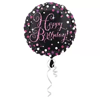 Fóliový balónek Kruh - Černo-růžové HB 43cm