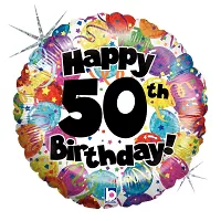 Fóliový balónek Kulatý 50th HB Holographic 45cm