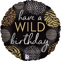 Fóliový balónek Wild Birthday Černý 46cm
