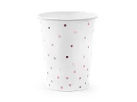 EKO papírové kelímky bílé s tečkami růžové 6ks/220ml