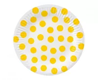 EKO Talířky papírové ,,puntík" žluté 18cm, 6ks