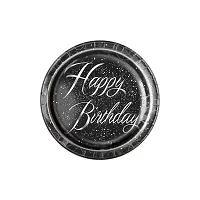 Talířky papírové ,,Stříbrné Glitz Happy Birthday"23cm, 8ks
