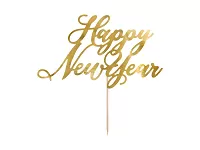 Dortová ozdoba "Happy New Year" zlatá