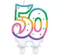 Svíčka dortová číslo 50 s puntíky 8cm