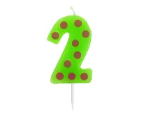 Svíčka dortová TEČKY "2" 6cm