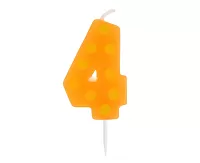 Svíčka dortová TEČKY "4" 6cm