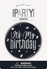 Narozeniná brož "Its my birthday" černá s tečkami