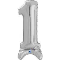 Fóliová číslice stojící stříbrná 1 - 64cm