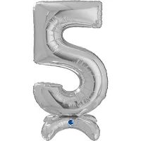 Fóliová číslice stojící stříbrná 5 - 64cm