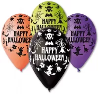 Balónek pastel 30 cm Happy Halloween potisk (100ks/bal)