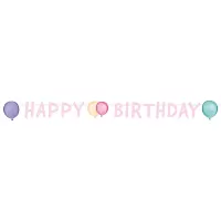 Party nápis Pastel Balloons Happy Birthday 150 cm