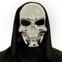 Halloweenská maska - Lebka - stříbrná