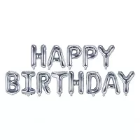 Foliový nápis HAPPY BIRTHDAY ve stříbrné barvě 340 x 35 cm